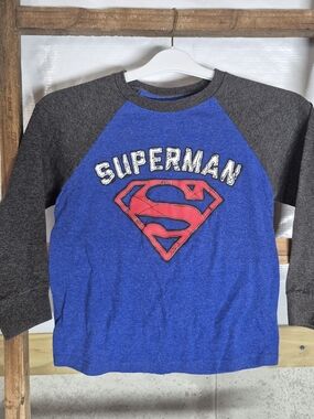 DC Comics Boys Blue & Charcoal Superman Long Sleeve Tee